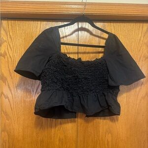 Anthropologie Black Textured Blouse